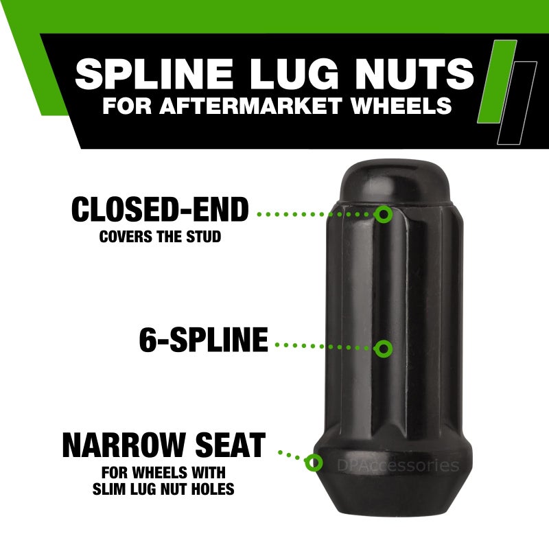 DPAccessories Black M14x1.5 Lug Nuts for Aftermarket Wheels - Closed End Duplex XL Spline Tuner - 51mm (2") Tall - Set of 24 - D5148P-2305/24 - Image 4